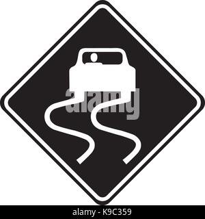 Slippery road ahead warning sign Stock Vector