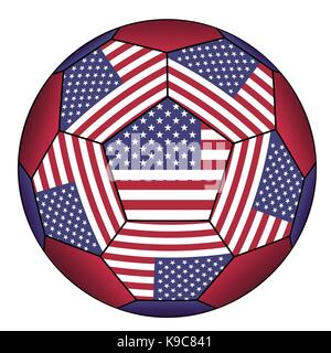 Soccer ball with United States flag isolated on white background Stock Vector