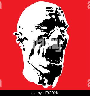 zombie screams head. horror image. vector illustration Stock Vector
