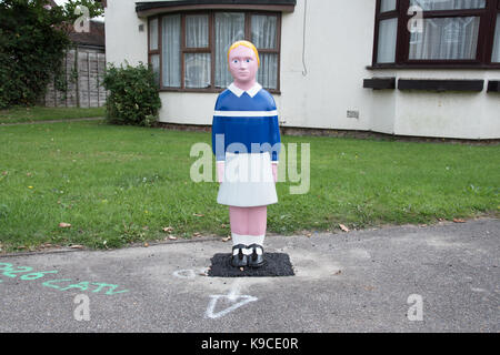 Road safety bollards in the vicinity of Iver Heath Infants School, Buckinghamshire. Stock Photo