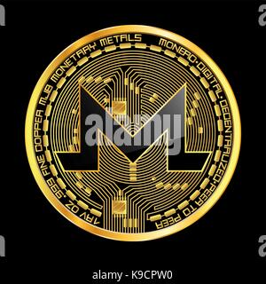 Crypto currency monero golden symbol Stock Vector