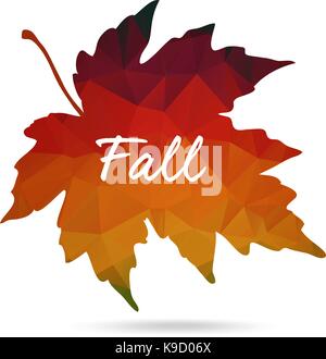 Maple leaf in triangular style with hand drawn Stock Vector