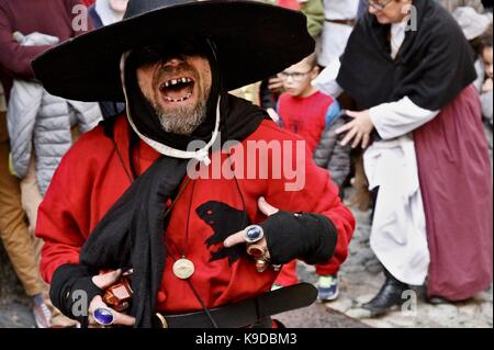 The feast of the king of the bird is a popular festival inherited from the Renaissance, medieval, at Le Puy en Velay, Haute-Loire, France Stock Photo