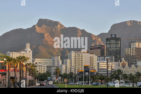 Cape Town and Table Mountain seen from waterfront, South Africa Stock Photo
