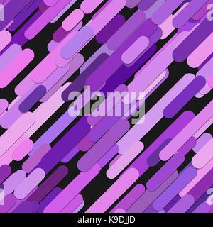 Seamless chaotic rounded diagonal stripe pattern background - vector graphic from purple lines on black background Stock Vector
