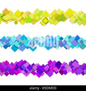 Repeatable square pattern paragraph rule line design set - vector graphic elements from colored diagonal rounded squares Stock Vector