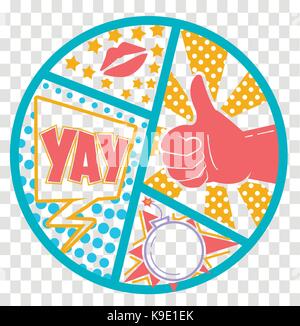 Comics Template. Vector Retro Comic Book Speech Bubbles Illustration. Mock-up of Comic Book Page with place for Text on colorful halftone Stock Vector