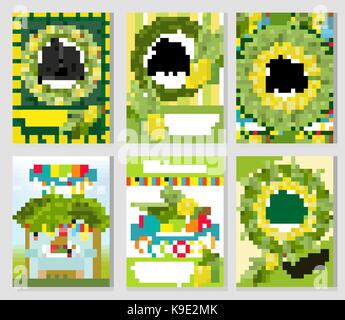 Happy Sukkot set of flyers or posters. Sukkot collection of templates for your design greeting cards and more. Vector illustration. Stock Vector