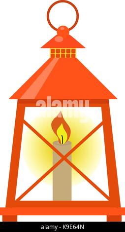 Red Lantern icon flat style. Isolated on white background. Vector illustration Stock Vector