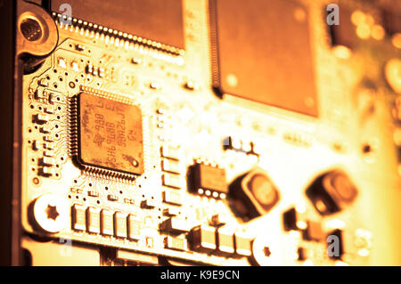close up detail of a computer circuit board Stock Photo
