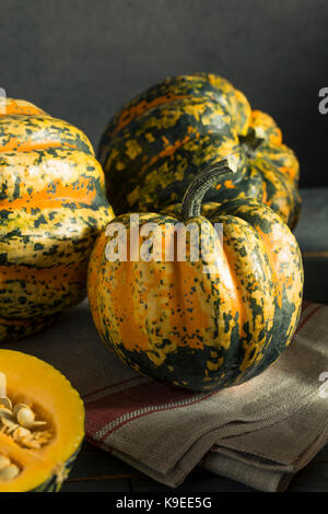 Raw Orange Conffeti Acorn Squash Ready to Cook With Stock Photo