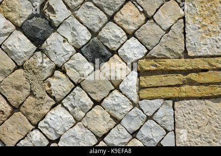 details from a roman wall (Opus reticulatum) in Formia (Italy) - about 2000 years old Stock Photo