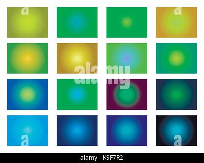 Set of gradient backgrounds. Blurred green shades. Vector illustration Stock Vector