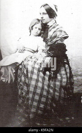 Maria Adelaide of Austria queen of Sardinia with her daughter Maria Pia Stock Photo