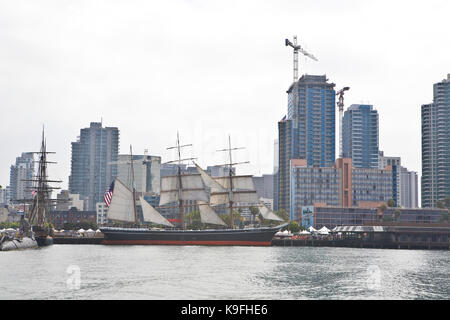 Tall Ship Star of India, owned by the San Diego Maritime Museum, CA.  This is the world's oldest active ship. She began her life on the stocks at Rams Stock Photo