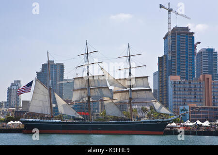 Tall Ship Star of India, owned by the San Diego Maritime Museum, CA.  This is the world's oldest active ship. She began her life on the stocks at Rams Stock Photo