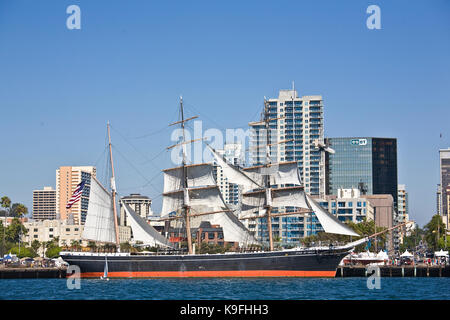 Tall Ship Star of India, owned by the San Diego Maritime Museum, CA.  This is the world's oldest active ship. She began her life on the stocks at Rams Stock Photo