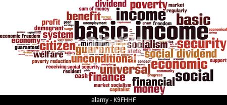 Basic income word cloud concept. Vector illustration Stock Vector