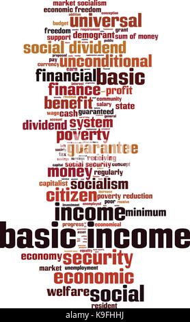 Basic income word cloud concept. Vector illustration Stock Vector