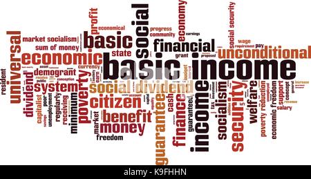 Basic income word cloud concept. Vector illustration Stock Vector