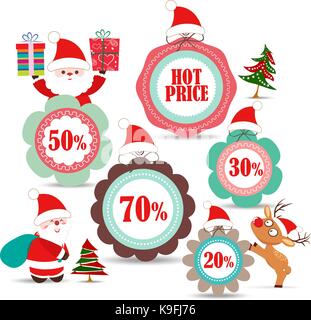 christmas labels and badges for sale Stock Vector