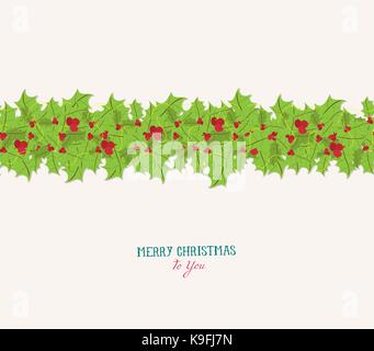 christmas holly seamless pattern Stock Vector