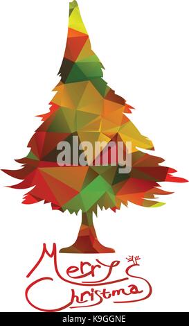 We Wish You a Merry Christmas with geometrical colorful tree Stock Vector