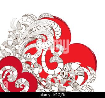 doodle line art heart design Stock Vector