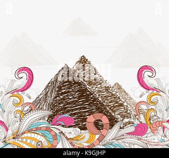 Egypt - hand drawn. pyramids doodle Stock Vector
