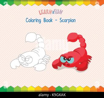 Scorpion coloring book educational game Stock Vector