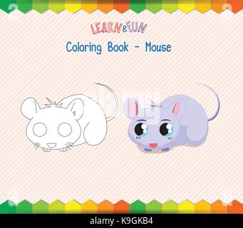 Mouse coloring book educational game Stock Vector