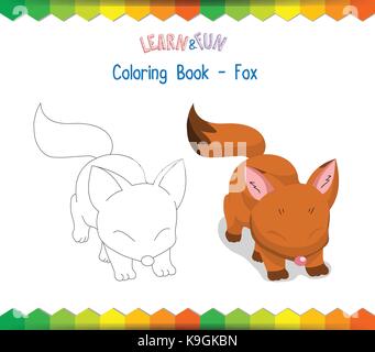 Fox coloring book educational game Stock Vector