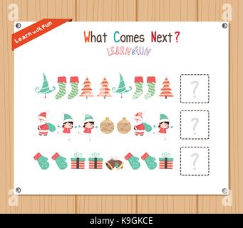Completing the Pattern Educational Game for Preschool Children Stock Vector