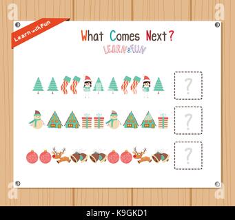 Completing the Pattern Educational Game for Preschool Children Stock Vector