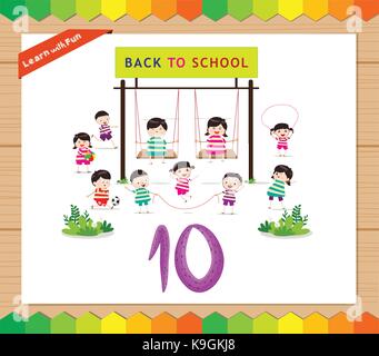 Kids playing with the number 10 Stock Vector