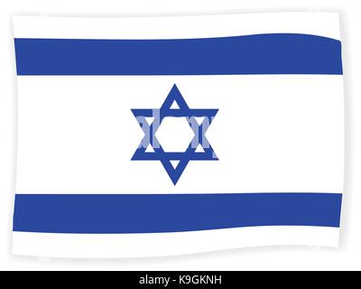 The flag of Israel in blue and white with grunge effect Stock Vector