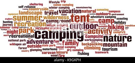 Camping word cloud concept. Vector illustration Stock Vector
