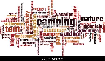 Camping word cloud concept. Vector illustration Stock Vector