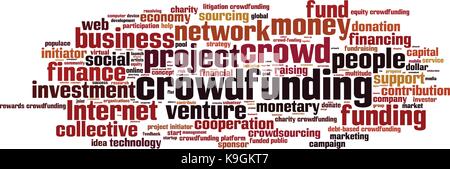 Crowdfunding word cloud concept. Vector illustration Stock Vector