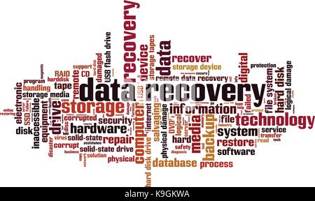 Data recovery word cloud concept. Vector illustration Stock Vector
