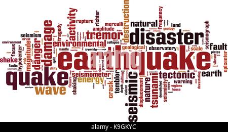 Earthquake word cloud concept. Vector illustration Stock Vector