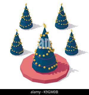 Isometric low poly Christmas tree Stock Vector
