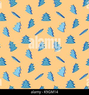 Christmas tree in the snow pattern Stock Vector