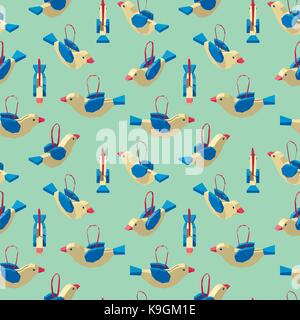 Christmas tree toy birdie pattern Stock Vector