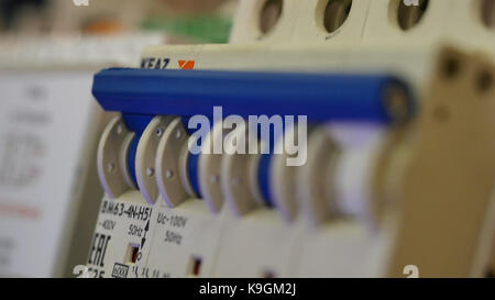 Electric stand. Electrical installation. Closeup Stock Photo