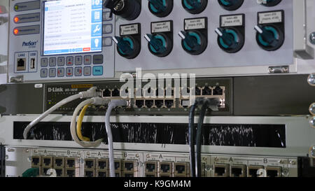 Networking service. network engineer administrator checking server hardware equipment of data center Stock Photo