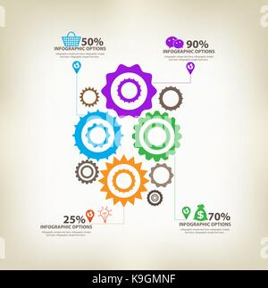 infographic gears with axis Stock Vector