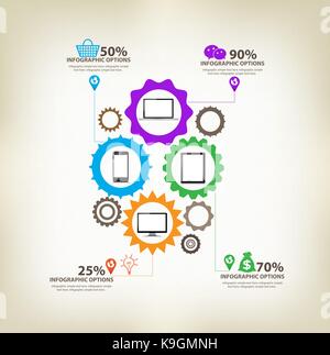 infographic gears Digital Technology Stock Vector