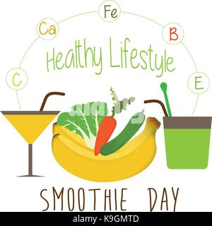 Bright smoothie with fruits and vegetables Stock Vector