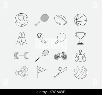 Thin sport icon set Stock Vector